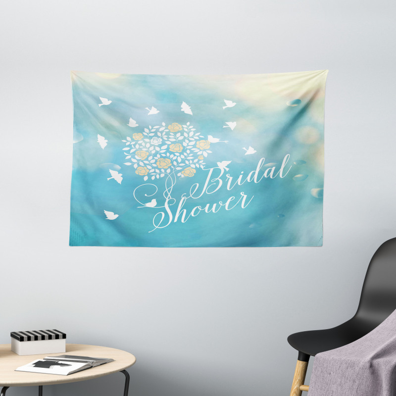 Clear Sky Flowers Wide Tapestry