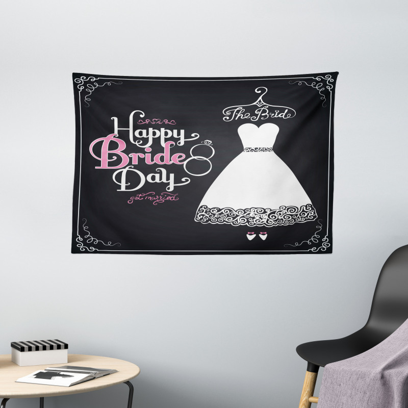 Happy Bride Day Words Wide Tapestry