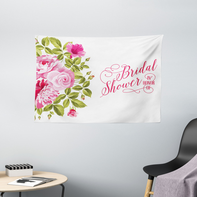 Bride Shabby Flowers Wide Tapestry