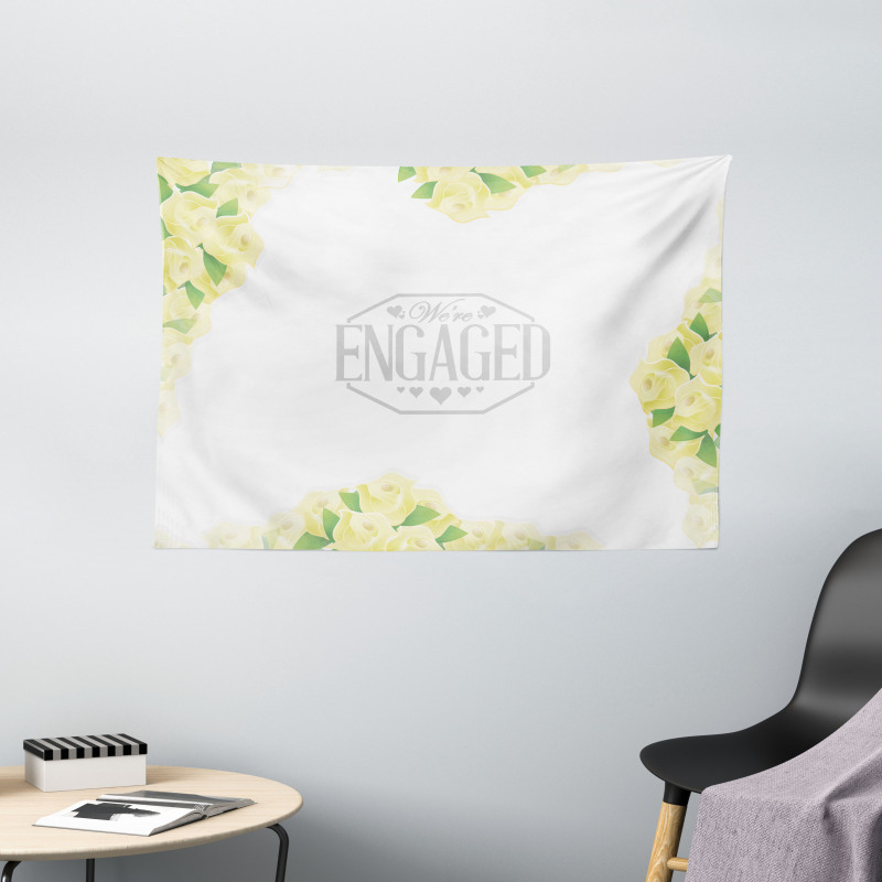 Roses and Leaves Wide Tapestry