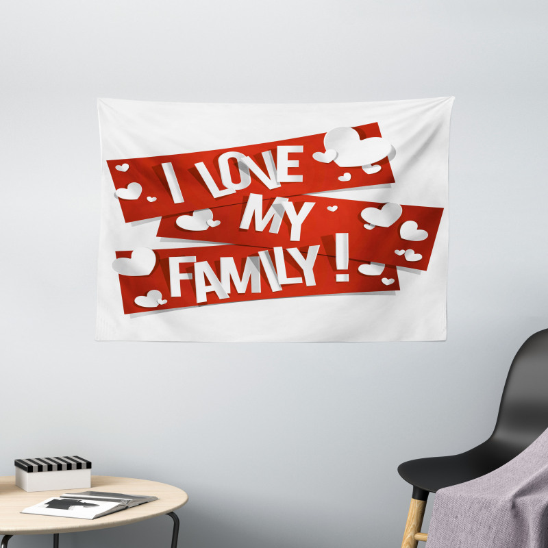 Family Love Heart Wide Tapestry