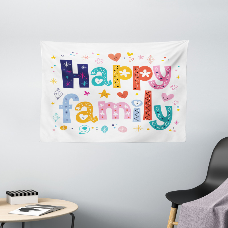 Happy Family Floral Wide Tapestry