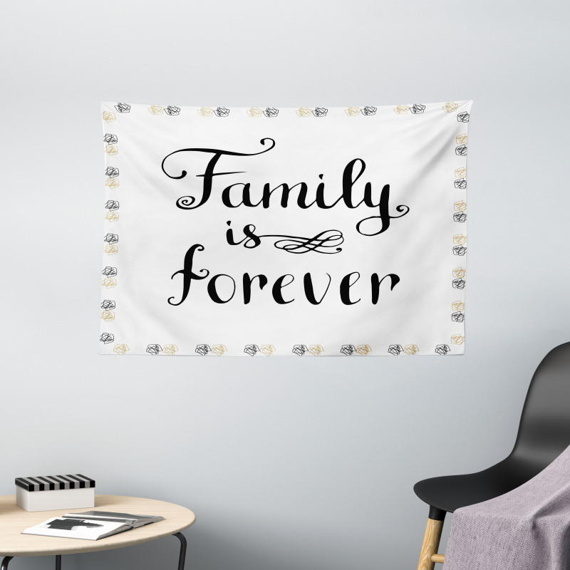 Family Words Ink Sketch Wide Tapestry