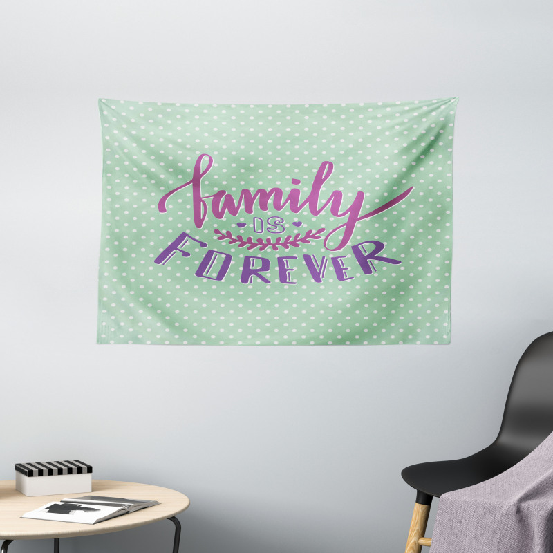 Polka Dots Family Words Wide Tapestry