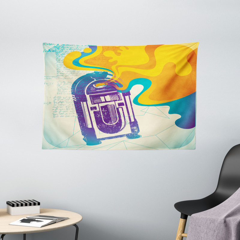 Retro Vintage Radio Music Wide Tapestry