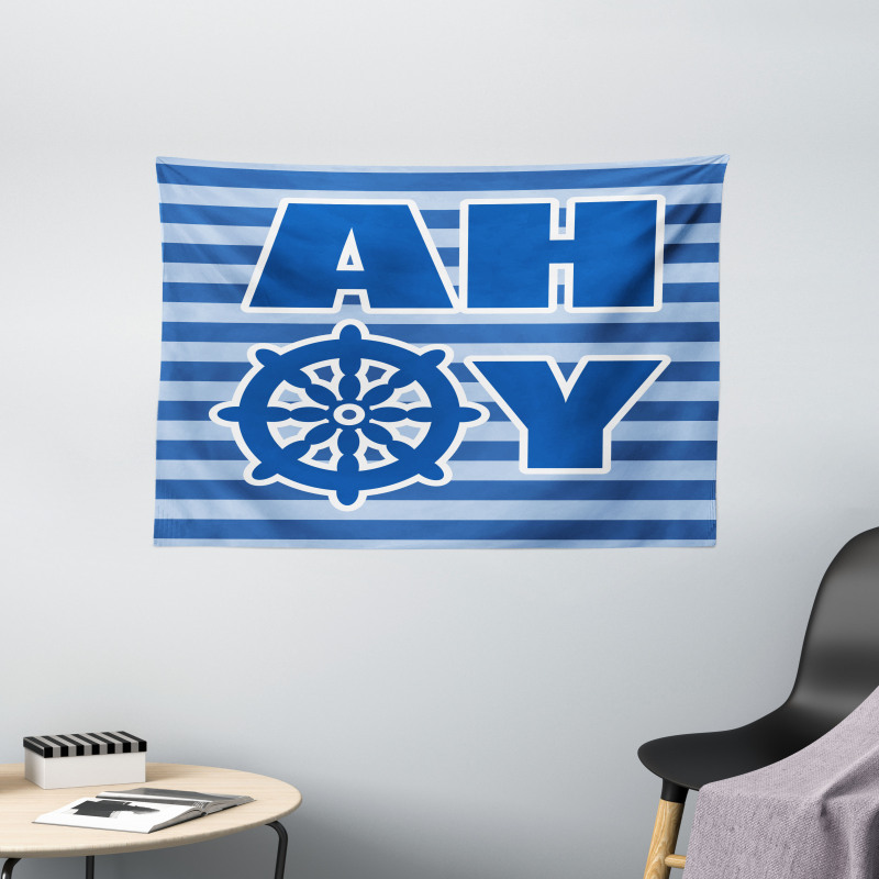 Nautical Wheel Wide Tapestry