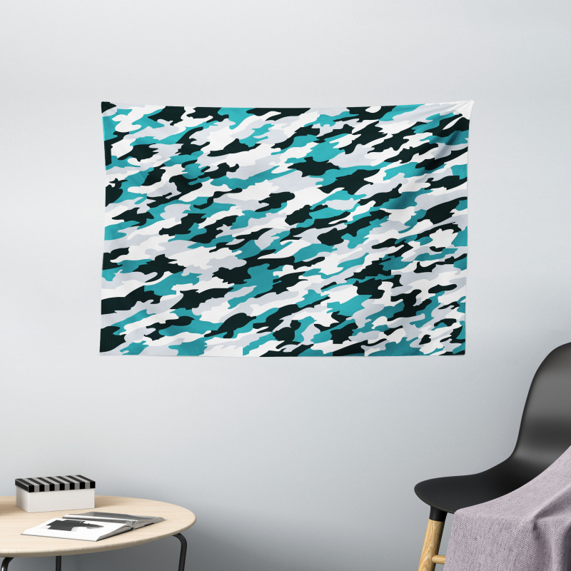 Aquatic Camouflage Tile Wide Tapestry