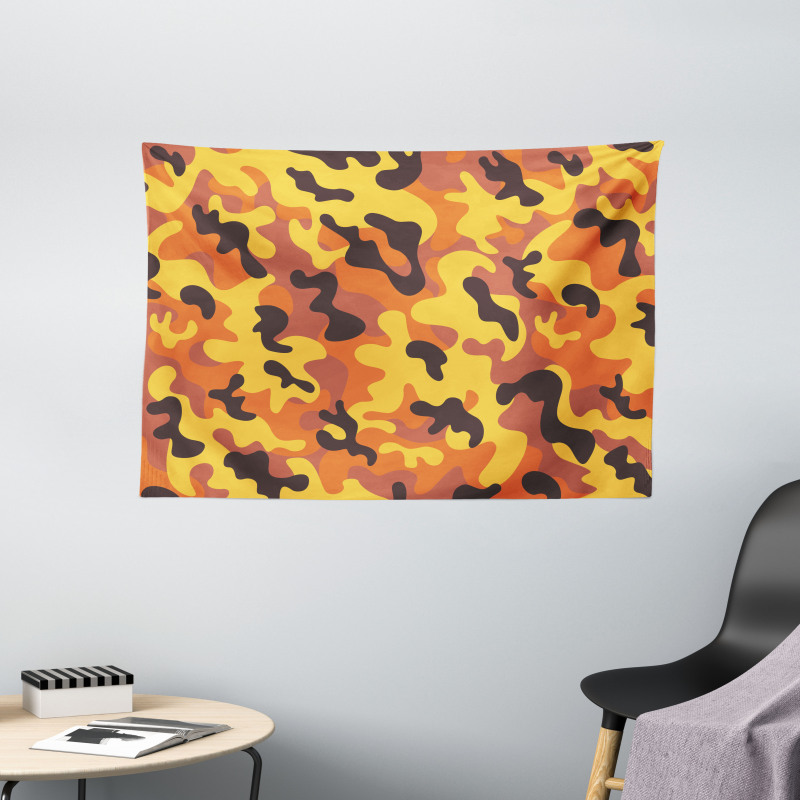 Lively Colorful Camo Art Wide Tapestry