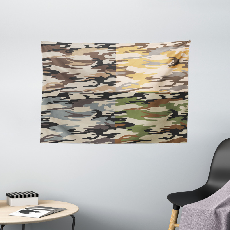 Different Colored Patterns Wide Tapestry