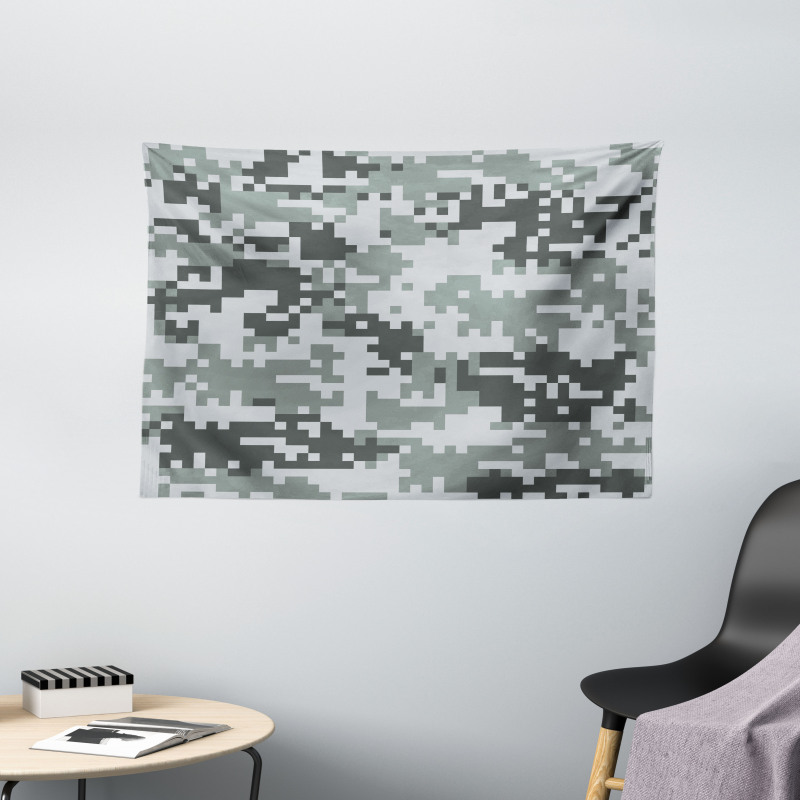 Pixel Effect Digital Grey Wide Tapestry