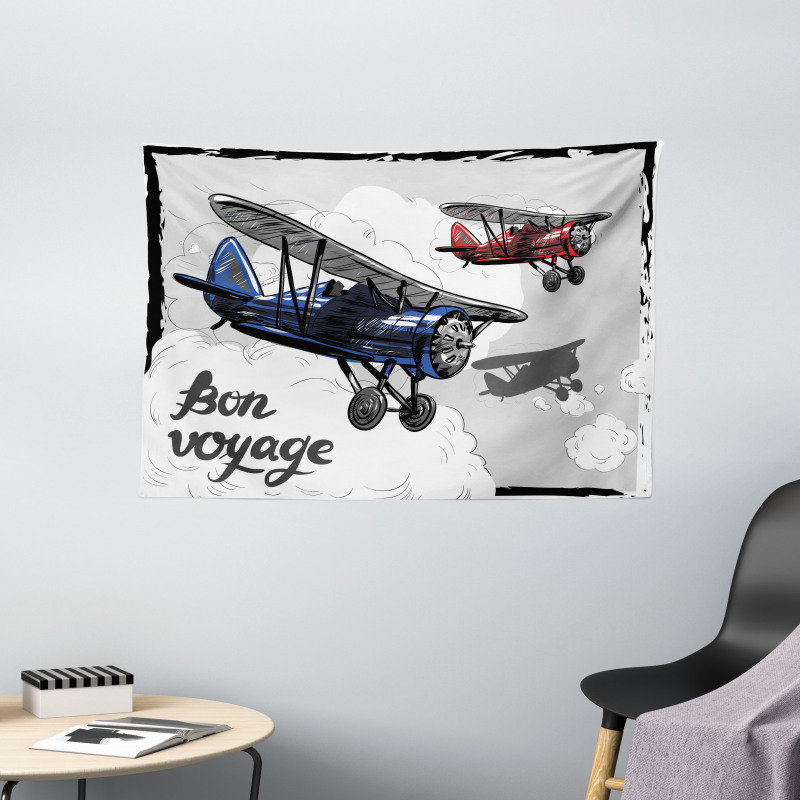 Retro Bon Voyage Wide Tapestry