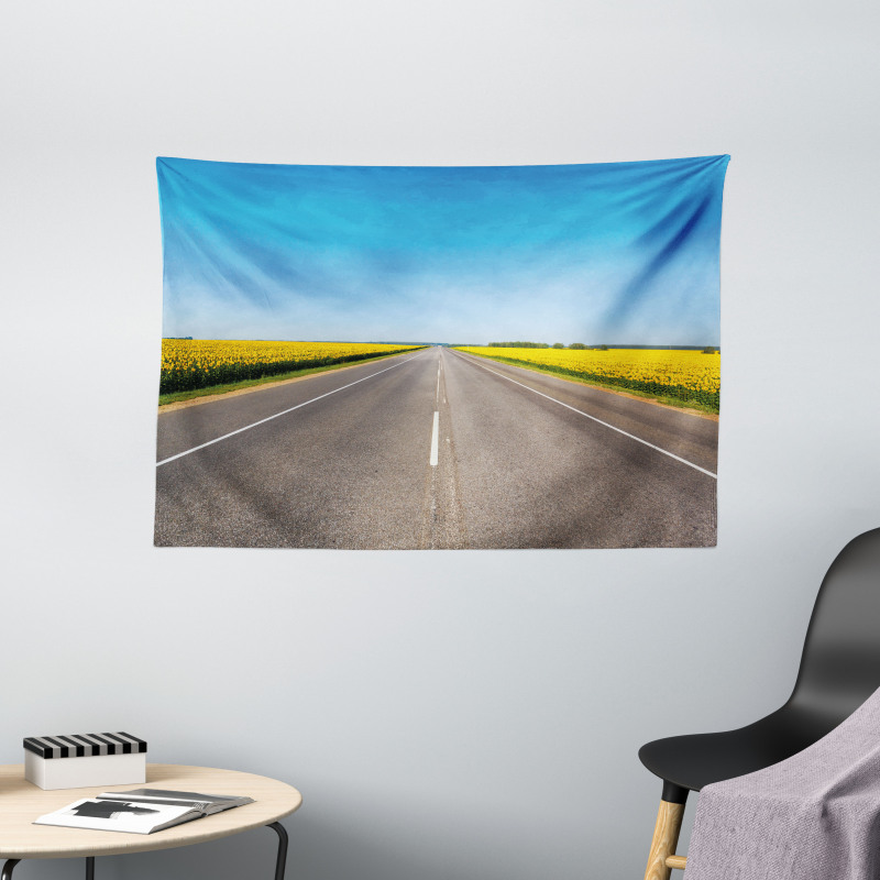 Sunflowers Road Wide Tapestry