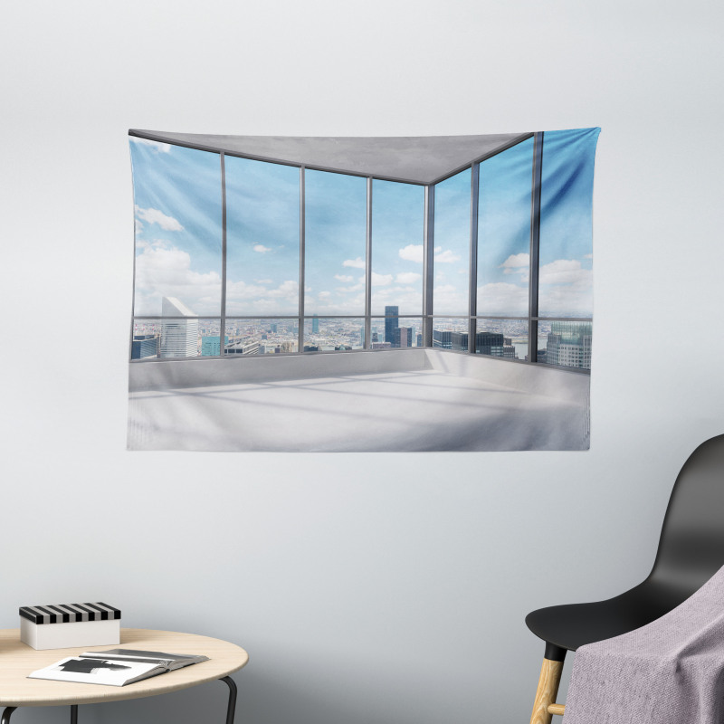 Office with Sunny Sky Wide Tapestry