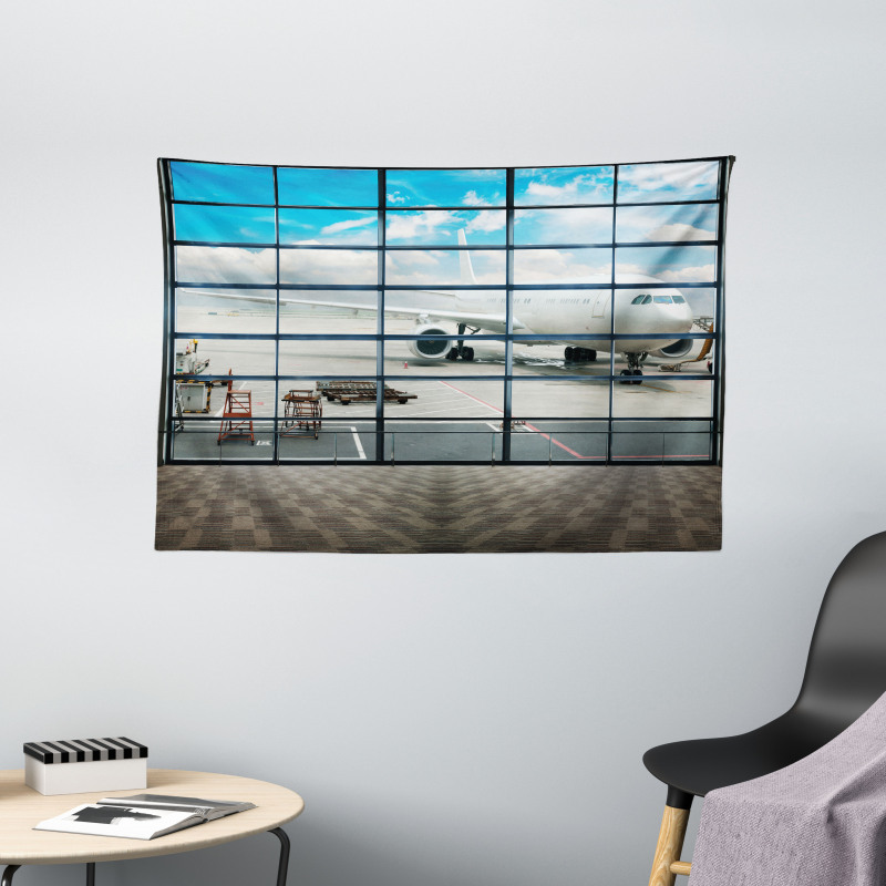 Shangai Airport Plane Wide Tapestry