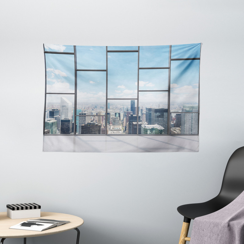 Office in Skyscrapers Wide Tapestry