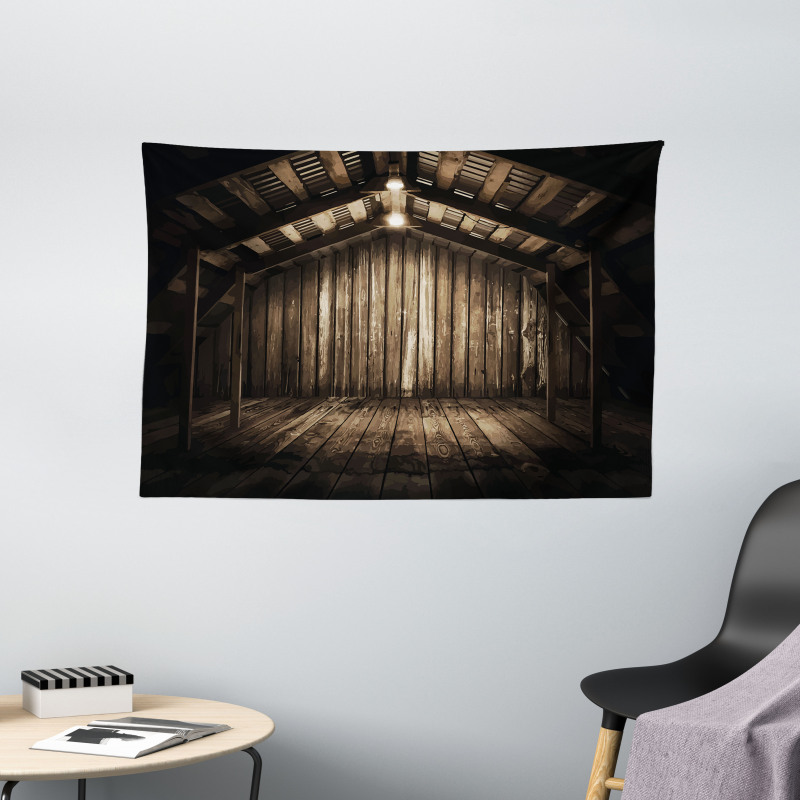 Wooden Cottage Wide Tapestry
