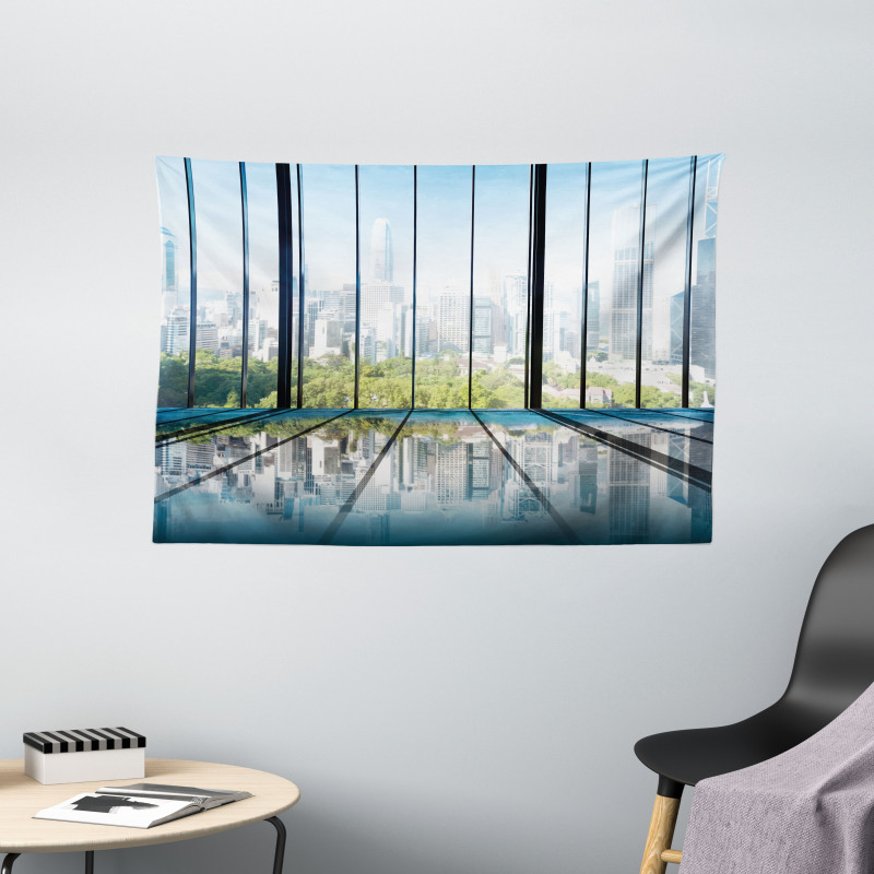 Skyscrapers City Scenery Wide Tapestry