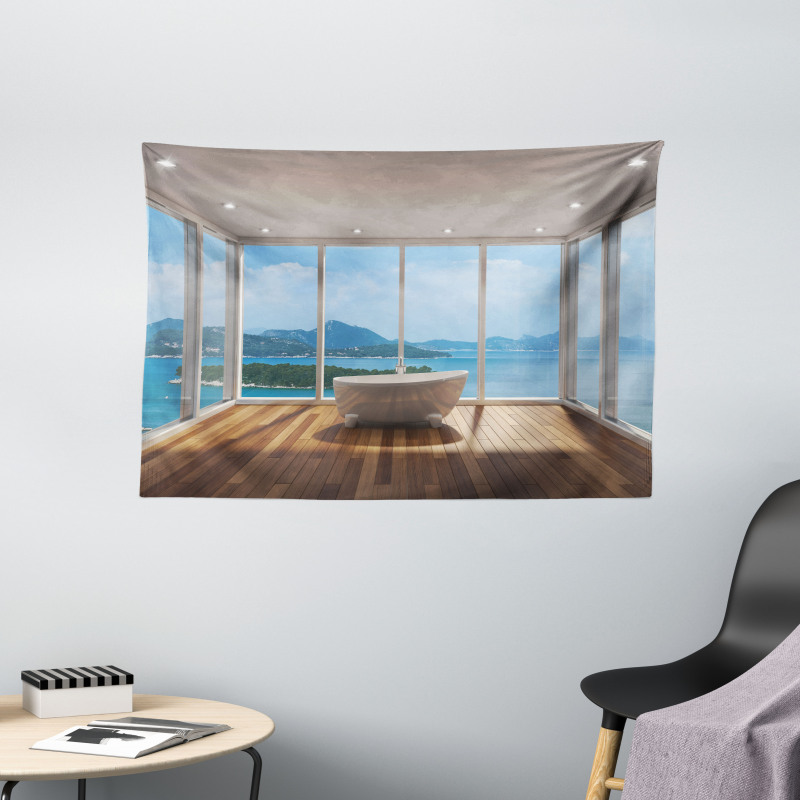 Bathtub and Islands Wide Tapestry