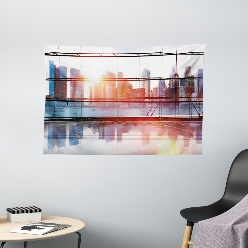 Airport Office Scenery Wide Tapestry