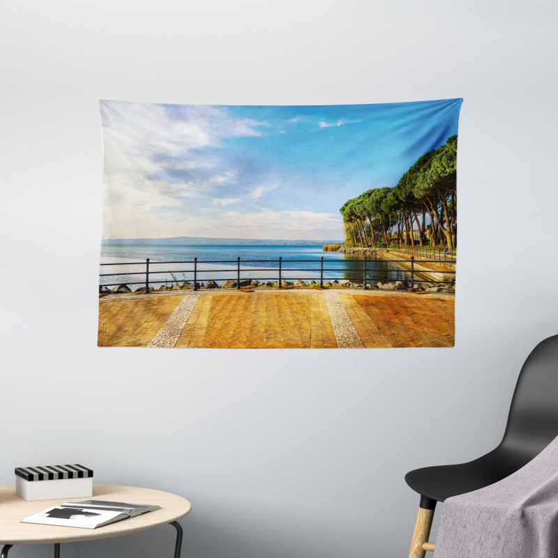 Bolsena Lake Italy View Wide Tapestry