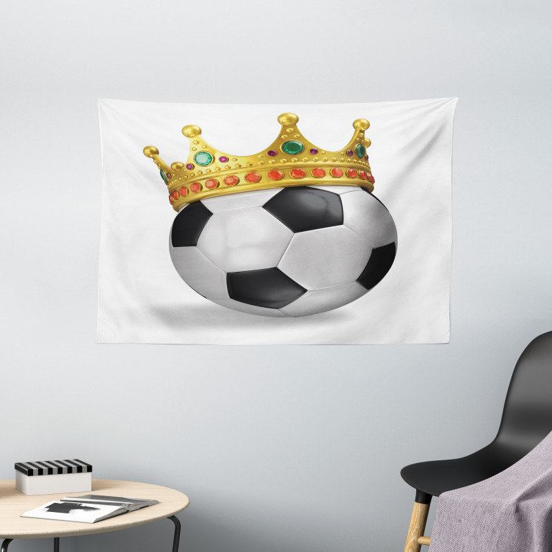 Football Soccer with Crown Wide Tapestry
