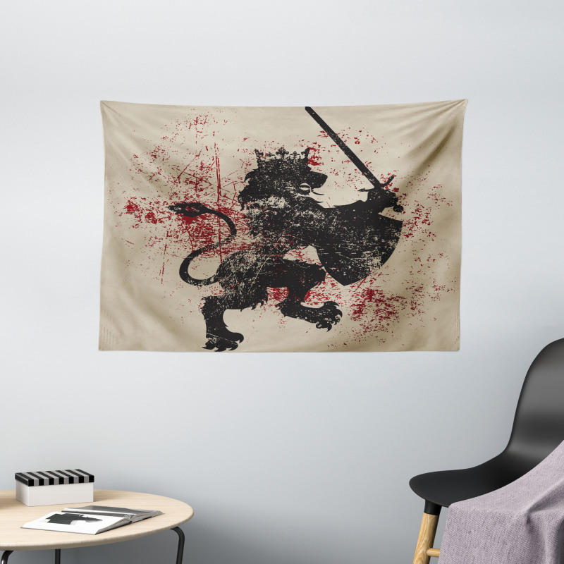 Courage Lion Wide Tapestry