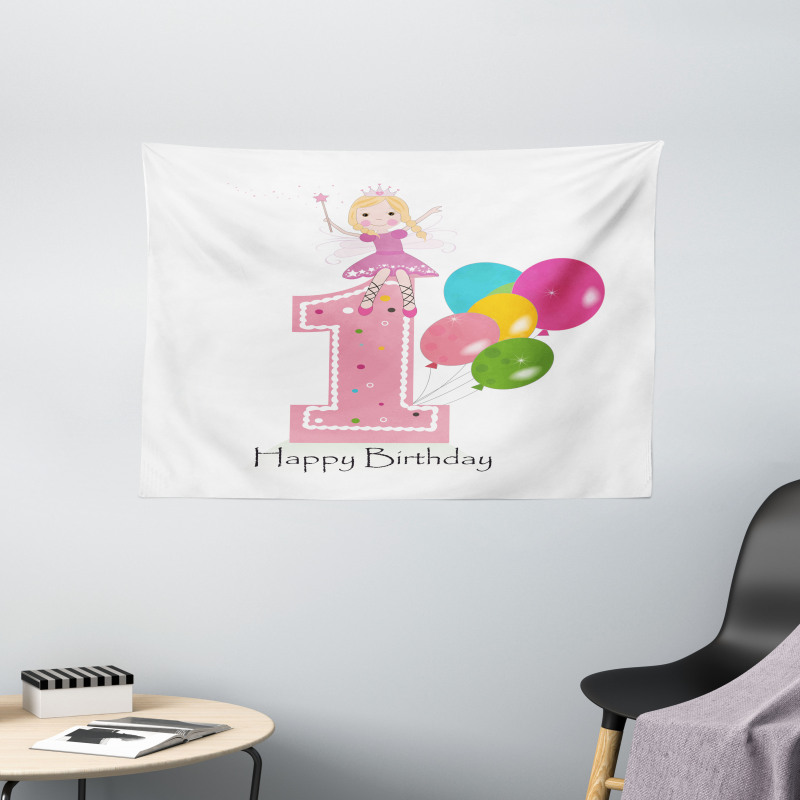 Best Wishes Pink Wand Wide Tapestry