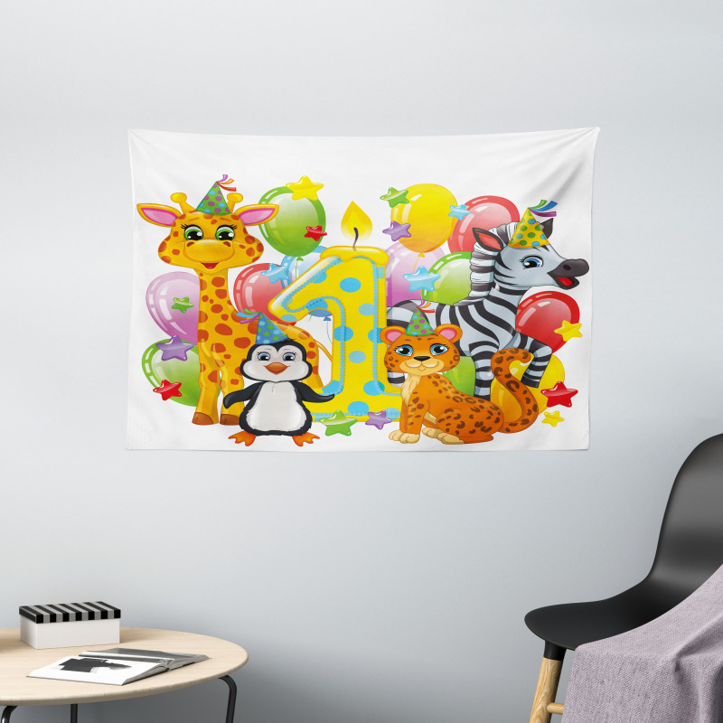 Safari Animal Birthday Wide Tapestry