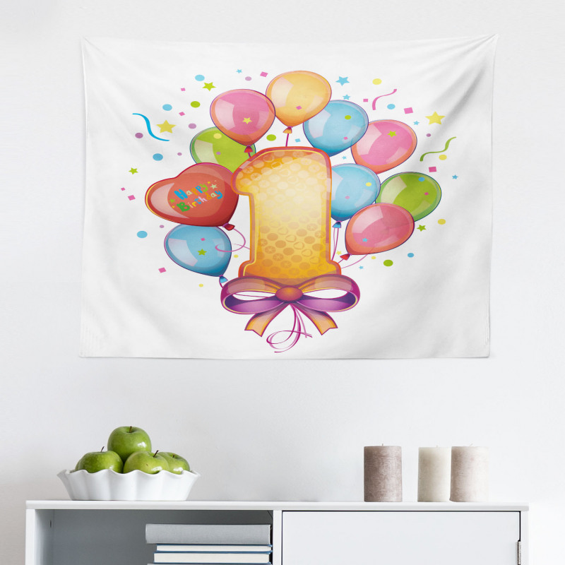 Doğum Günü Mikrofiber Geniş Duvar Halısı Rengarenk Balonlar