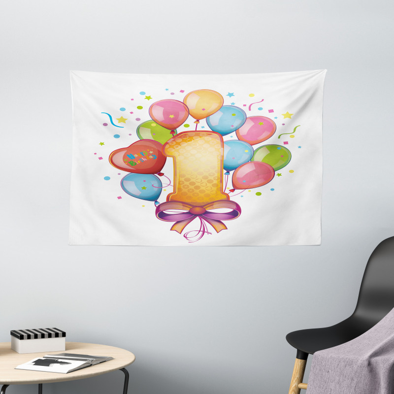 Vintage Kids Birthday Wide Tapestry