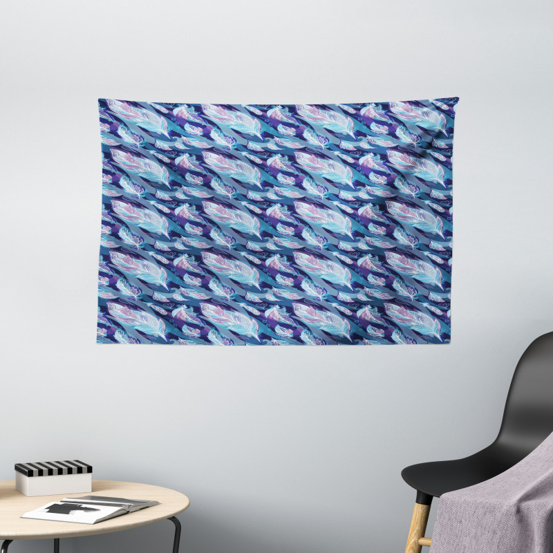 Feather and Wavy Design Wide Tapestry