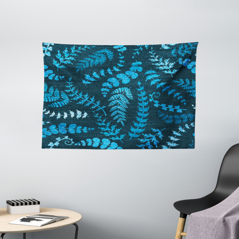 Floral Swirl Leaves Branch Wide Tapestry
