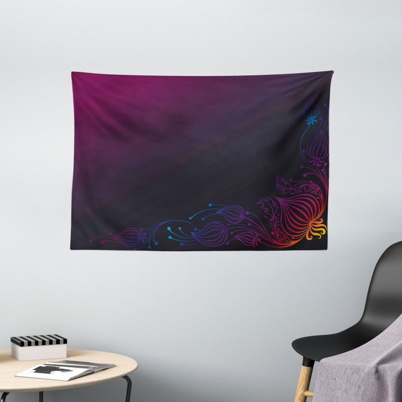 Floral Like Swirls Frame Wide Tapestry