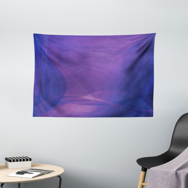 Indigo Wavy Modern Art Wide Tapestry