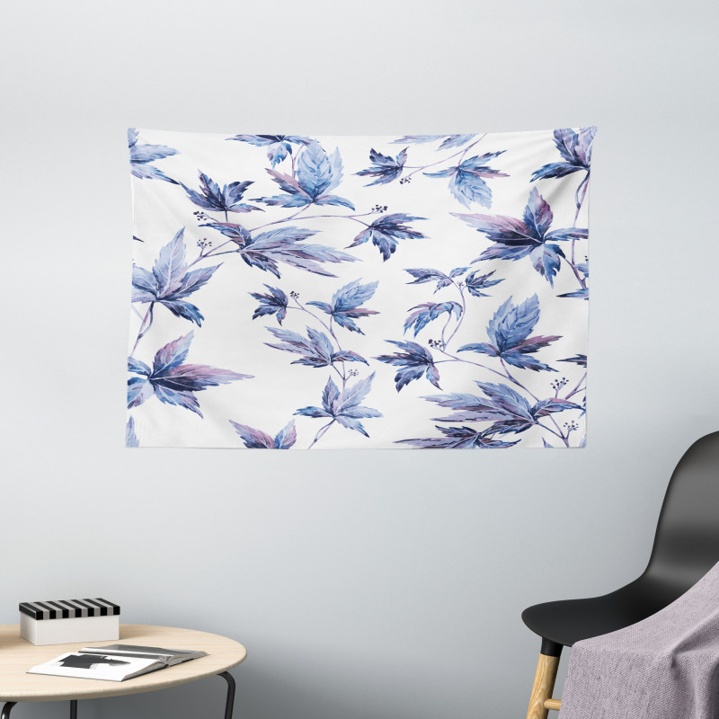 Watercolored Tree Leaves Wide Tapestry