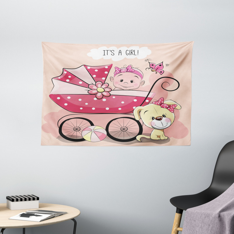 Puppy Carriage Wide Tapestry