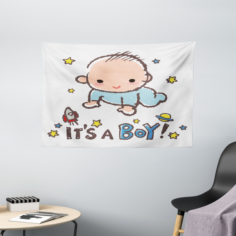 Baby Boy Gender Wide Tapestry
