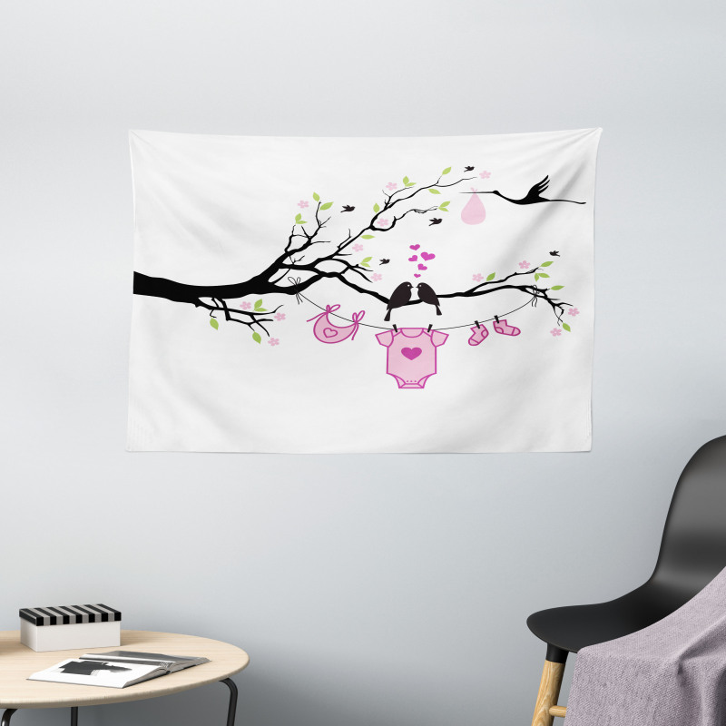 Newborn Girl Love Wide Tapestry