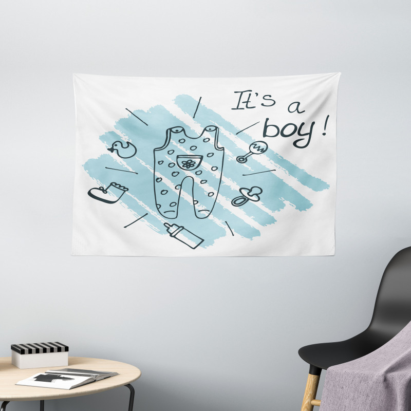 Its a Boy Paintbrush Wide Tapestry