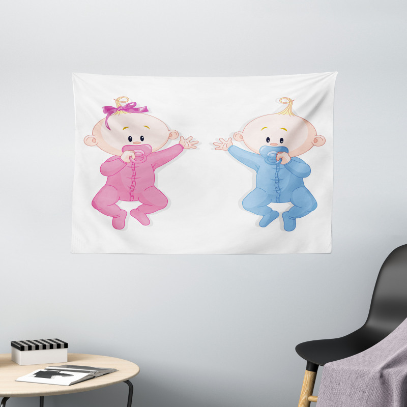 Babies with Pacifiers Wide Tapestry