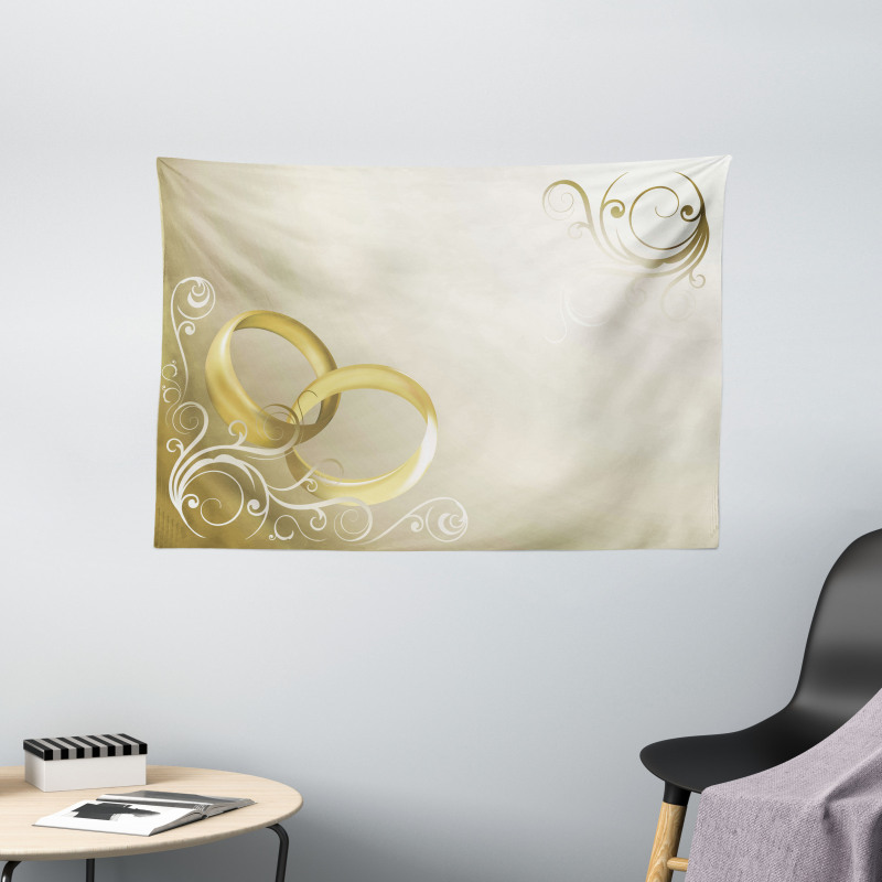 Rings Floral Romantic Wide Tapestry
