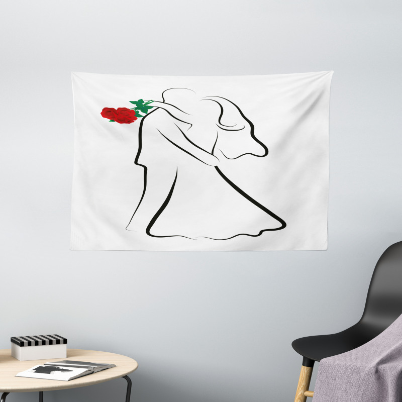 Silhouette Couple Wide Tapestry