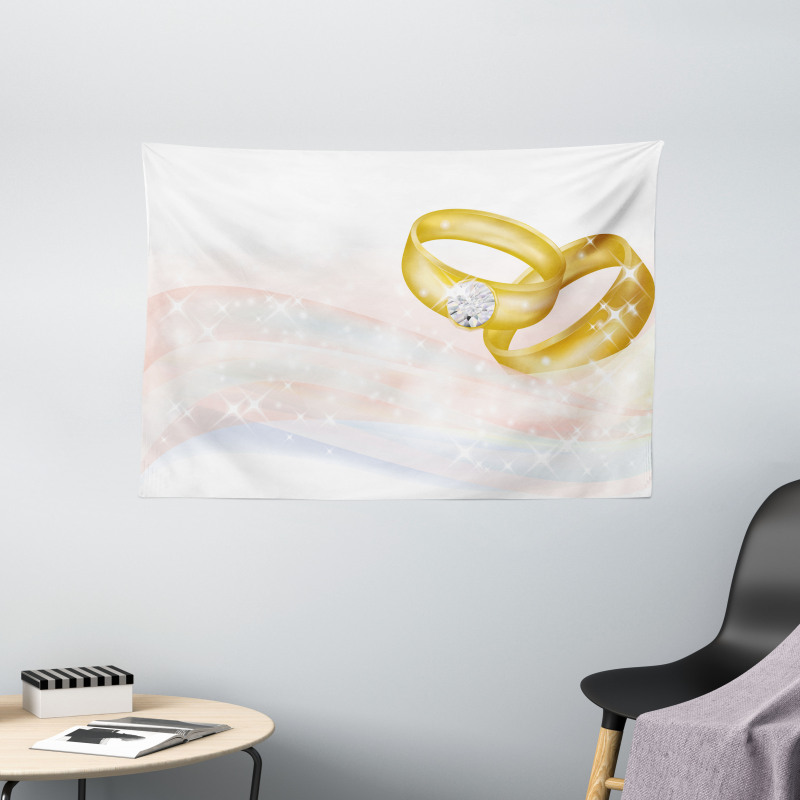 2 Rings Abstract Wide Tapestry