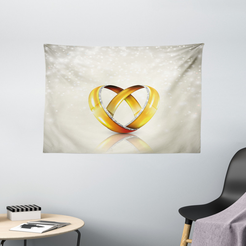 Pair of Rings Marriage Wide Tapestry