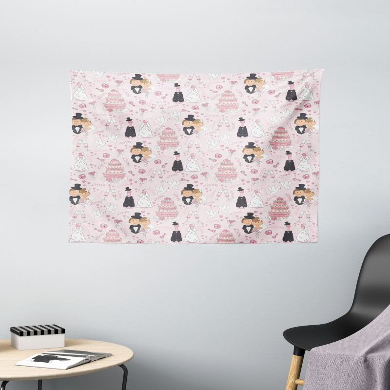 Drawing Pattern Wedding Wide Tapestry
