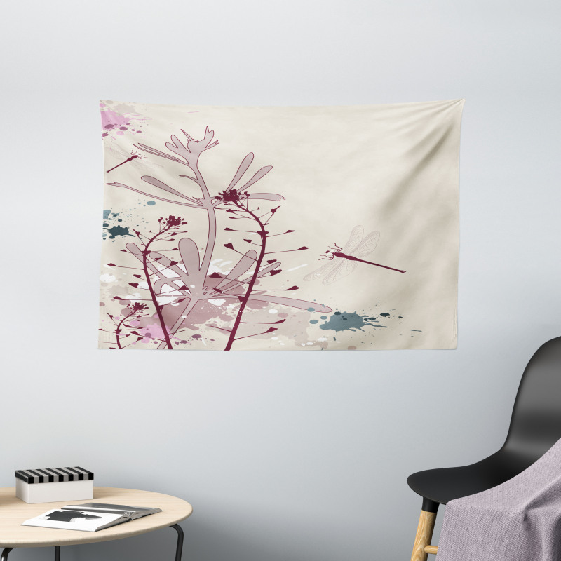Grunge Drangonfly Wide Tapestry