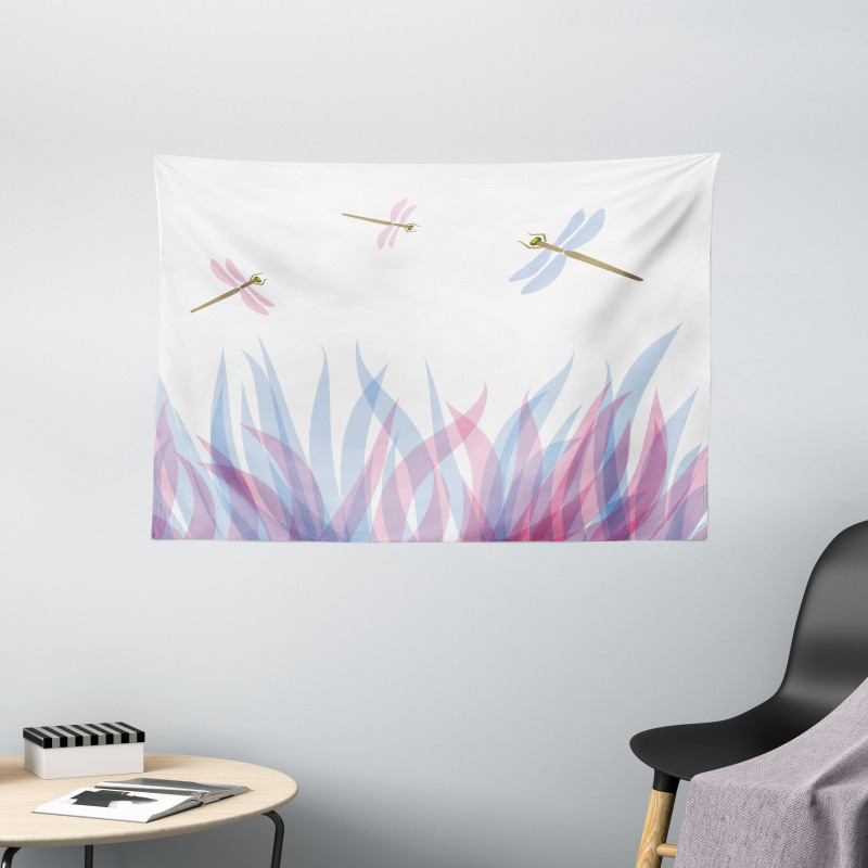 Dragoflies on Flame Wide Tapestry