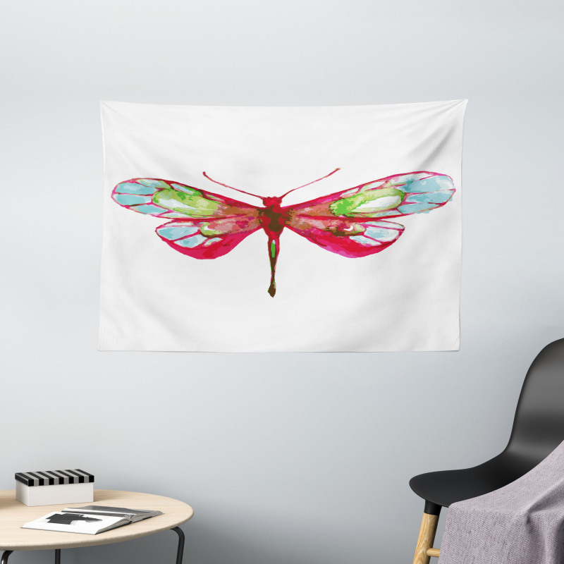 Watercolor Dragonfly Wide Tapestry