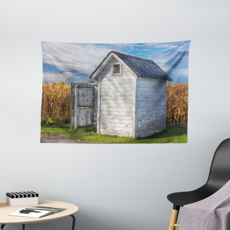Country Cottage Wheat Wide Tapestry