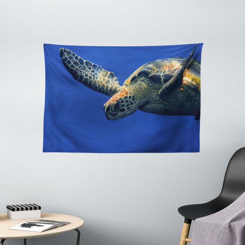 Sea Animal Swimming Wide Tapestry
